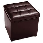 CASART Faux Leather Storage Ottoman, 40x40x40CM Cube Pouffe Toy Box Foot Stool, Home Office Living Room Organiser Chest, 150KG Weight Capacity (Brown, 40 x 40 x 40cm)