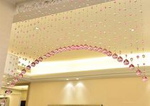 PINDIA Fancy Sparkling 3 Feet Wide Arch Bead Hanging Curtain with Pure Glass Drops - Baby Pink (Set of 10 Strings)