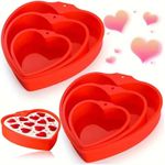 3 Pcs Cake Silicone Molds,Heart Shape Silicone Mold for Baking Homemade Dining,Reusable Silicone Fondant Mold Rainbow Mousse Cake Molds Cake Pan Air fryer Silicone Liners（8 In&6In&4In）