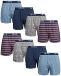 IZOD Men's Underwear - Cotton Knit Boxers (8 Pack), Size Large, Navy/Stripe/Blue/Light Grey