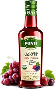 Ponti 100% Italian Red Wine Vinegar - Organic Red Wine Vinegar Aged for Balanced Acidity & Rich Bouquet for Cooking & Salad Dressing, USDA Certified, Ideal for Salads, Seafood, Dark Meats – 16.9 fl oz