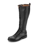 Frye Veronica Tall 15" Combat Boots for Women Crafted from Full-Grain Leather with Goodyear Welt Construction, Waxed Fabric Laces, and Inside Zipper Closure, Black, 7