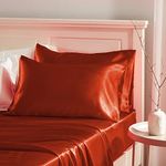 Manyshofu Burnt Orange Satin Pillowcase for Hair Protection- 2Pcs Standard Pillow Cases, Luxury & Silky Pillowcases 20x26 Pillow Covers with Envelope Closure