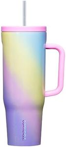 Corkcicle Tumbler With Straw and Handle, Reusable Water Bottle, Triple Insulated Travel Mug, BPA Free, Keeps Beverages Cold for 12 Hours and Hot for 5 Hours, Rainbow Unicorn, 40 oz