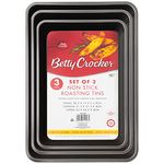 Betty Crocker 3 Pack Non-Stick Roasting Trays/Pans, Black