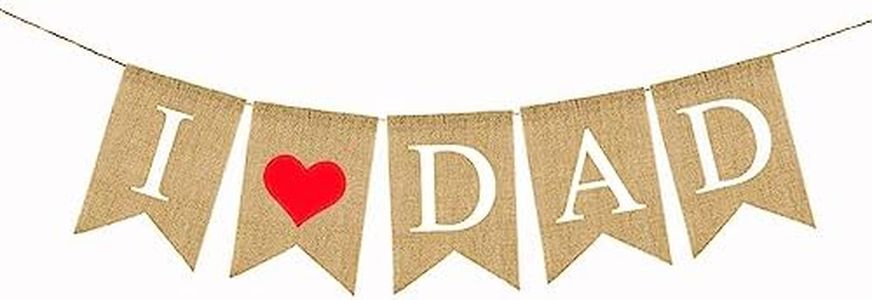 I Love Dad Banner Father's Day Decor Burlap Banner Happy Fathers Day Birthday Party Supplies Hanging Decorations Daddy's Day Gift