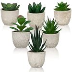 Lighterday Set of 6 Artificial Succulent Plants Indoor,Fake Plants Decorative Artificial Plants In Pots Small Succulents Plants Faux Plants Plastic Plants for Office Bathroom Desk Bedroom House Decor