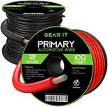 GearIT 12 Gauge Wire (100ft Each - Black/Red) Copper Clad Aluminum CCA - Primary Automotive Power/Ground for Battery Cable, Car Audio, Trailer Harness, Electrical - 200 Feet Total 12ga AWG Wire