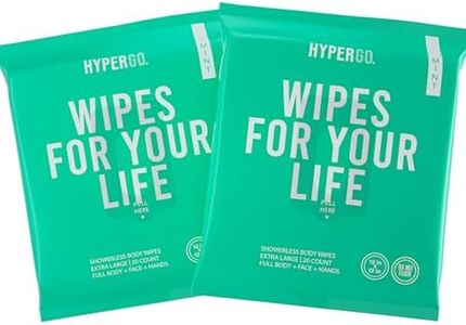 HyperGo Body Wipes - No Rinse Wet Wipes for Adults, All Natural Shower Bathing Wipes, Refreshing Body and Face Cleansing Wipes for Women and Men, 40 Extra Large Disposable Washcloths, 12x12 Mint