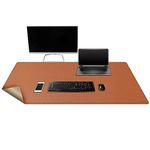 Mydours Leather Desk Pad, 120x50cm Natural Cork & PU Leather Mouse Pad, Dual-Sided Computer Desk Mat, Waterproof Desk Writing Pad for Office and Home (Brown)