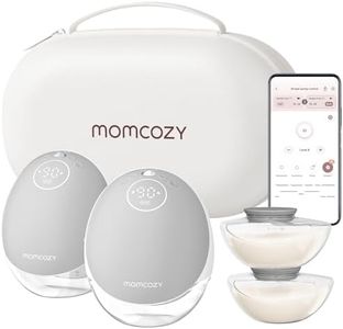 Momcozy Breast Pump Hands Free Upgraded Mobile Flow | M9, App Discreet Control with Personalized Multi-Modes & 15 Levels, Wearable Breast Pump 24mm, 2 Pack Gray