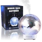 SCANDINORDICA Disco Ball Diffuser Rotating - Original Disco Diffuser for Essential Oils with Whisper Quiet Operation, 7 Color Light & 4 Time Settings, Cute Home Decor | Diffuser for Medium Room Silver