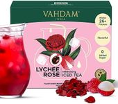 Lychee Rose Iced Tea Bags - 26 Pitcher Tea Bags | Zero Added Sugar | Makes 52 Quarts | Blended with Pure Lychee & Rose | Best for Mocktails & Cocktails | Plant-Based Biodegradable Tea Bags | VAHDAM