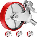 VEVOR Scaffolding Wheels Set of 4, 8" - Scaffolding Casters Heavy Duty, 4400 Lbs Per Set - Locking Stem Casters with Brake, Red Polyurethane - Replacement for Scaffold, Shelves, Workbench