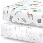 Pobibaby - 2 Pack Premium Fitted Baby Boy Crib Sheets for Standard Crib Mattress - Ultra-Soft Cotton Blend, Safe and Snug, and Stylish Woodland Crib Sheet (Explore)