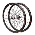 LSRRYD 700C Road Bike Wheelset Double Wall Rim 40mm Fixed Gear Bike Wheel 1.37 × 24 TPI Single Speed Carbon Fiber Hub Sealed Bearing Bicycle Wheel (Color : B)