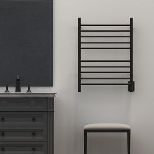 Amba RWH-SMB Radiant Straight 10 Bar Plug In Corded Heated Bathroom Rack Towel Warmer for Bathroom or Laundry Room, Matte Black