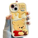 NATEROSO Compatible with iPhone 14 6.1'' Cute Case, Kawaii Phone Case TPU Leather Cute Bear Cartoon case Soft Rubber Shockproof Protective for iPhone 14 Case Cover for Women Girls …