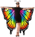 Tibeha Halloween Butterfly Wings for Women - Double-Sided Printing Costume Adult Cape with Mask and Antenna Headband
