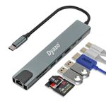 Dyazo 8 in 1 USB C Hub Adapter | Type C Converter with 4K HDMI | 2 USB 3.0 Port | PD Fast Charging | 100Mbps Ethernet | SD/TF Card Reader Compatible with MacBook, Window, Type C iPhone and Smartphones