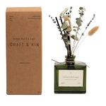 Craft & Kin Reed Diffuser Set with Dried Flowers, 5 oz Stone Fruit & Sage Scented Reed Diffuser with Sticks, Scented Sticks Diffuser, Elegant Home Decor & Office Décor