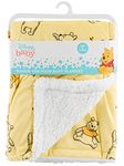 Disney Cudlie Baby Winnie The Pooh MNK/Sherpa Blanket with Happy Days with Bees Print