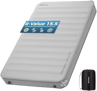 KingCamp Self Inflating Sleeping Pad, 6" Ultra Thick R 15.5 Air & Foam Camping Mattress 2 Person, Full Size Double Sleeping Pad for Camp Tent Outdoor Car, PVC Free, Grey