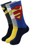 BALENZIA X Justice League Men's Cotton and Spandex Crew/Calf Length Sports Socks - Superman, Batman, Flash - Pack of 3 (Free Size)