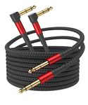 ALLEASA 1/4 Inch Cable TRS Guitar Cable 10 ft 2-Pack, Instrument Cable Guitar AMP Cord Straight to Right Angle 6.35mm Male to Male Stereo Audio Cable for Electric Guitar, Bass, Amplifier, etc.