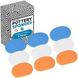 IMPRESA [9 Pack] Pottery Sponge - 3 Sets of 3 Densities - Art Sponges for Painting & Clay Shaping - Pottery Tools & Supplies - Kidney Potter ™s Rib - Art Ceramics Paint Sponge Liquid Sculpting Tool