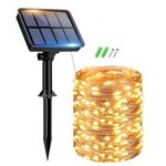 49Ft/15M 150 LED Solar String Lights Outdoor, Solar Fairy Lights Outdoor Waterproof, 8 Modes Copper Wire Solar Rope Lights for Patio Garden Trees Wedding Party Christmas Decor (Warm White)