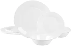 LaGlint Dinnerware Sets for 4, 12 Pieces Opal Glass Plates and Bowls Set, Dishwasher and Microwave Safe Dish Dinning Ware, Chip and Scratch Resistant Dishware White