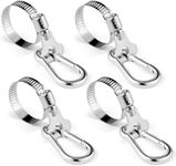 Flagpole Rings with Carabiner Clamp, 4PCS Stainless Steel Flag Pole Clip Bracket, 0.75-1.2 Inches Adjustable Diameter for Garden, Boat, Yacht, Truck, ATV, Outside House, Vomika