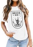 QAUN Bride T Shirts for Women Bride or Die Shirts Bridal Gifts Tshirts Bachelorette Party Tees White