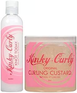 Kinky Curly Knot Today Leave In Conditioner/Detangler 8 oz + Kinky Curly Curl Custard Gel 8 oz
