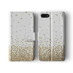 Tirita Compatible with iPhone 5 / 5s / SE 2016 Flip Wallet Case Cover PU Leather PRINTED GLITTER, NOT REAL GLITTER Floating Stars Marble Gold Glitter Bling Dots