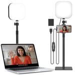 Video Conference Lighting, 180 LED Video Light with 3 Color & 5 Brightness & Timmer for Video Recording, Webcam Light Phone Holder for Laptop Computer Online Meeting, Video Calls, Live Streaming