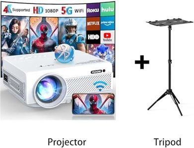 Projector with WiFi and Bluetooth, 5G WiFi Native 1080P Projector, FUDONI Portable Outdoor Projector with Screen for Home Theater, Compatible with HDMI/USB/PC/TV Box/iOS and Android Phone