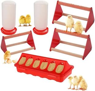 6 Pack Chick Feeder and Waterer Kit, Chick Feeding Supplies, Includes 1 Feeders, 2 Waterers, and 3 Perches, Chicken Starter Kit for Brooder & Coop, Ideal for Small Poultry