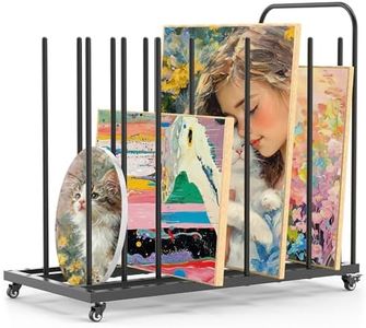GARVIN Art Storage Rack with Caster Wheels, Art Drying Rack Metal Storage Stand with 7 Slots, Heavy-Duty Canvas Organizer for Artwork, Prints and Panels for Art Studio, Classroom and Gallery