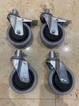 P.M.P.S. Caster Wheel set of Brake/Lock System for Hospital Bed Suitable for 1-1.25 Inch Diameter Pipe I Size: 100Mm with 4" Height I 4 Pcs Set - Pack of 2 Pcs with Brake & 2 Pcs Normal)