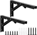 Folding Shelf Brackets, 2pcs Heavy Duty Collapsible Shelf Brackets, Folding Brackets Wall Mounted Triangle Shelves Bracket Supports for Bench Table Shelf, Black, Max Load 80kg - 30cm/12 Inch