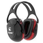 EZARC Noise Cancelling Ear Muffs, SNR 34dB Noise Reduction, Adjustable Ear Protection for Adults, Hearing Protection Earmuffs for Shooting Range Construction - Black & Red