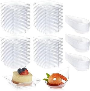 Juvale Mini Appetizer Plates and Tear Drop Spoons for Weddings (Clear, 72 Pieces)