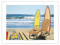 Board Meeting - Beach Chairs Surfboards & Ocean View - From an Original Color Painting by Scott Westmoreland - Bamboo Fine Art 290gsm Paper (Unframed) 12x16in