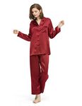 LilySilk Silk Pajamas for Women Button Up Pajamas Set for Ladies Girls Soft Maternity Pajamas Birthday Bridal Party Gift for Christmas Anniversary Valentine's Day,Red S