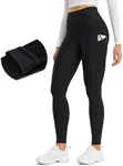 CRZ YOGA Thermal Fleece Lined Leggings Women High Waisted Winter Yoga Pants with Pockets-25/28 Inches Black XX-Small