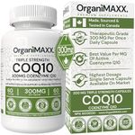 OrganiMAXX CoQ10 Supplement – Coenzyme Q10 300mg Per Capsule, Triple Strength Formula, Non-GMO, Q10 for Heart Health, Energy, Antioxidant Benefits, Plant-Based, Made in Canada, 60 Capsules, Ubiquinone