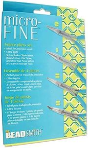 Beadsmith Set of 4 Micro-Fine Pliers with Case: Chain, Round, Flat and Bent Chain Nose Pliers