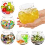 Okllen 6 Pack Mini Fish Bowl, 26 Oz Plastic Ivy Bowls, Unbreakable Bubble Ball Vases for Party Decor, Carnival Games, Candy, Table Centerpiece, BPA Free, Clear